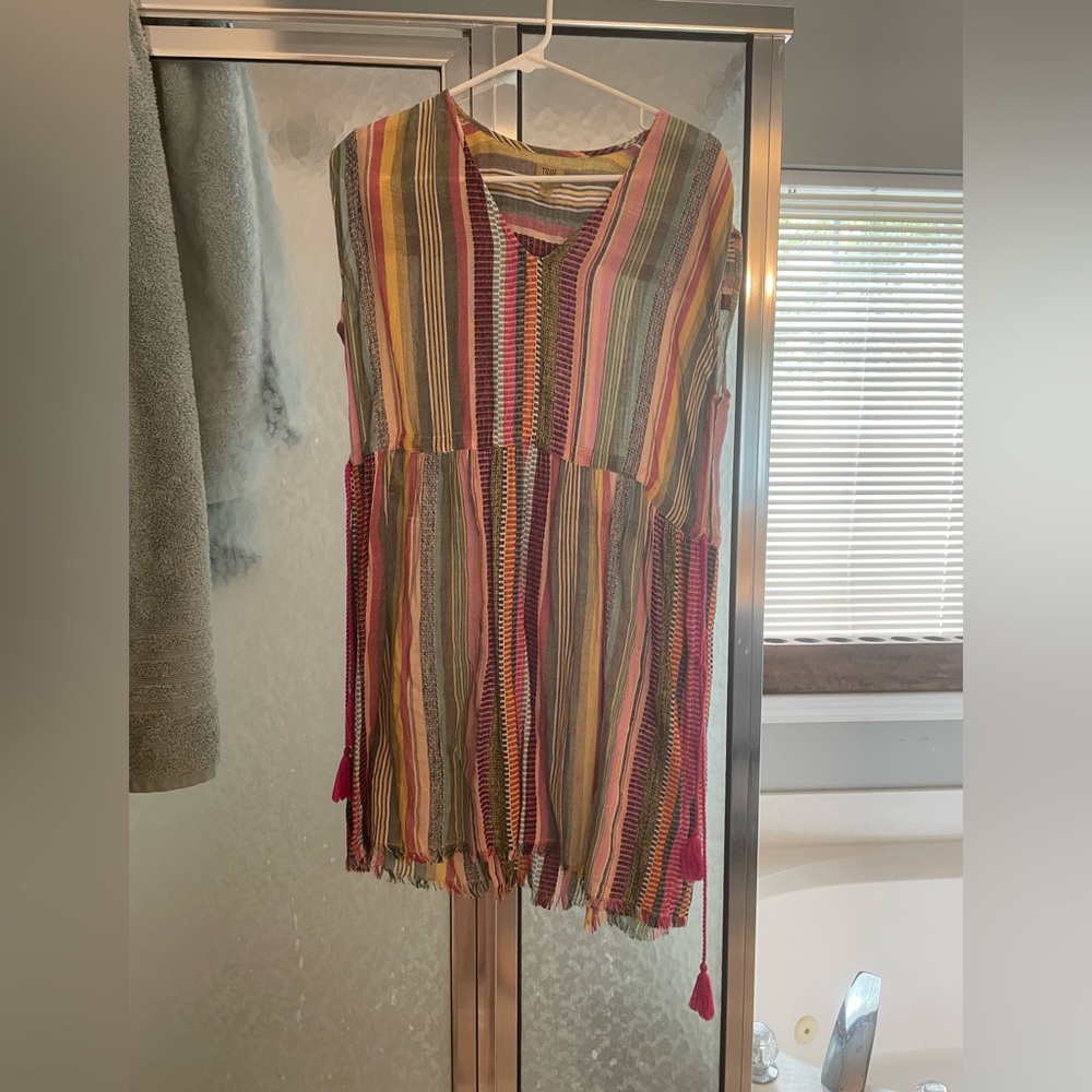 True craft rainbow dress with adjustable ties on both sides
